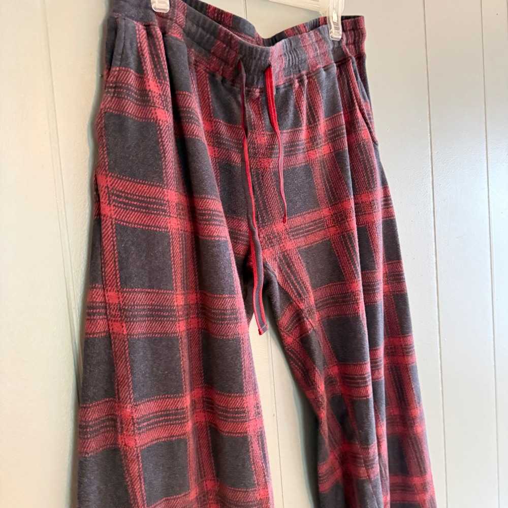 Faherty Arlington Plaid Pajama Pants Womens M Plaid Wide Leg Cropped Cotton - Picture 5 of 11